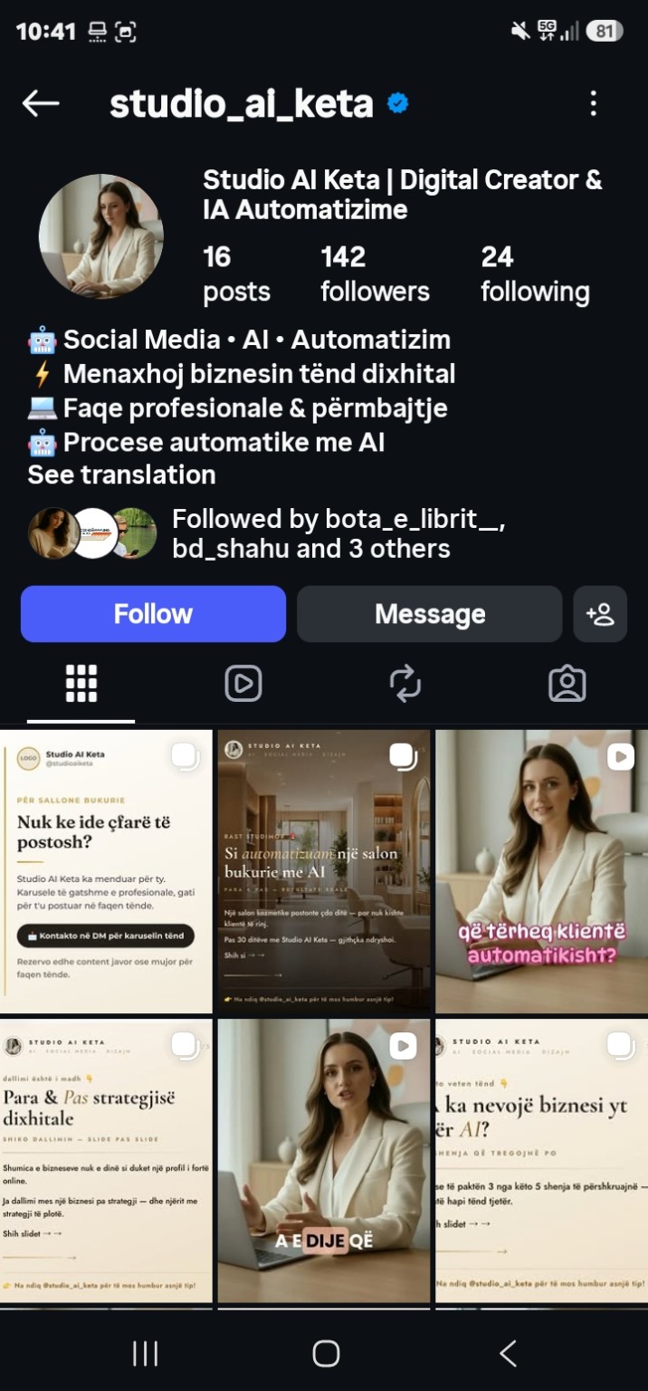 Profili Instagram i Studio AI Keta